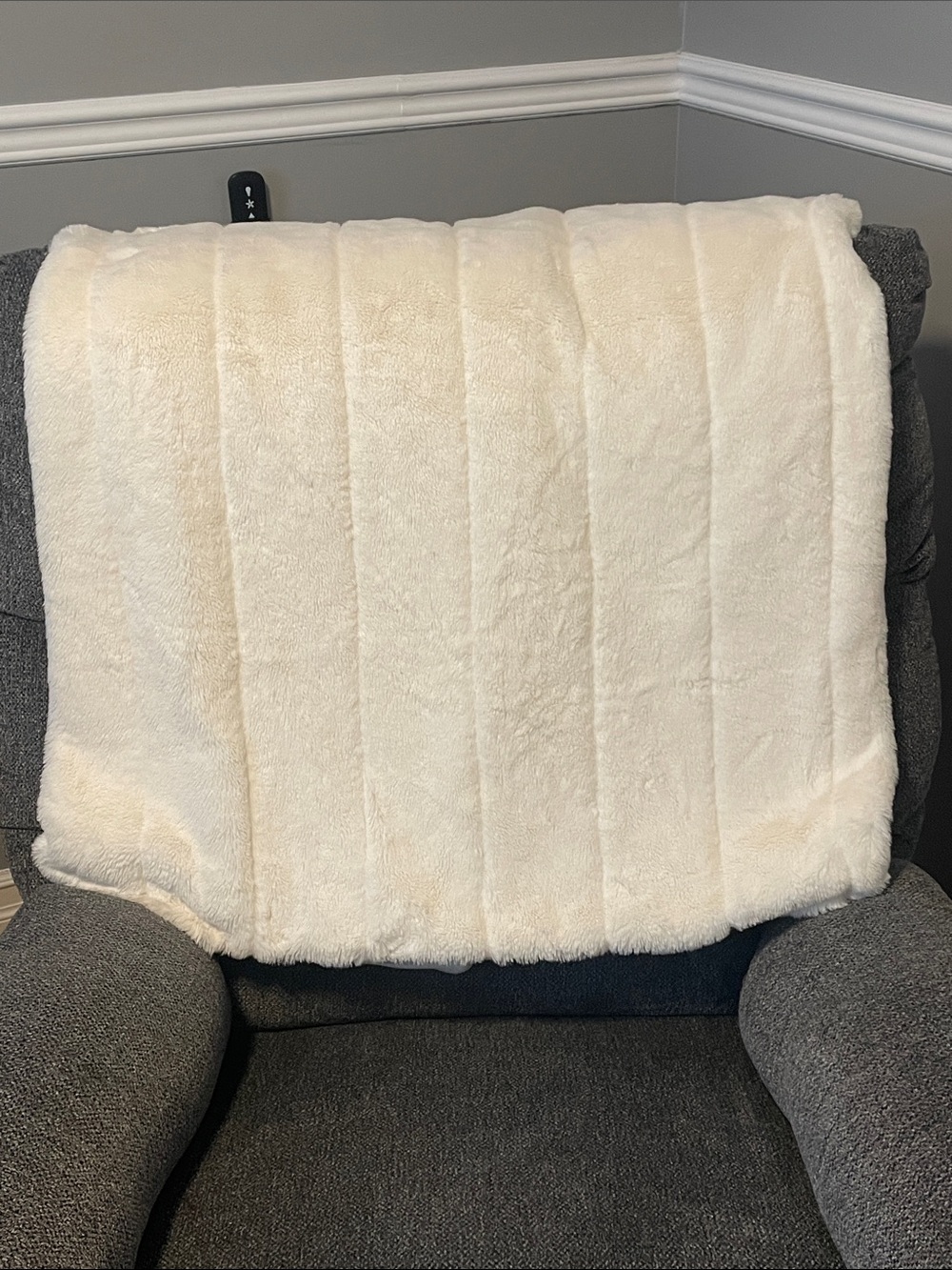 Plush Faux Fur Throw Blanket - Cream